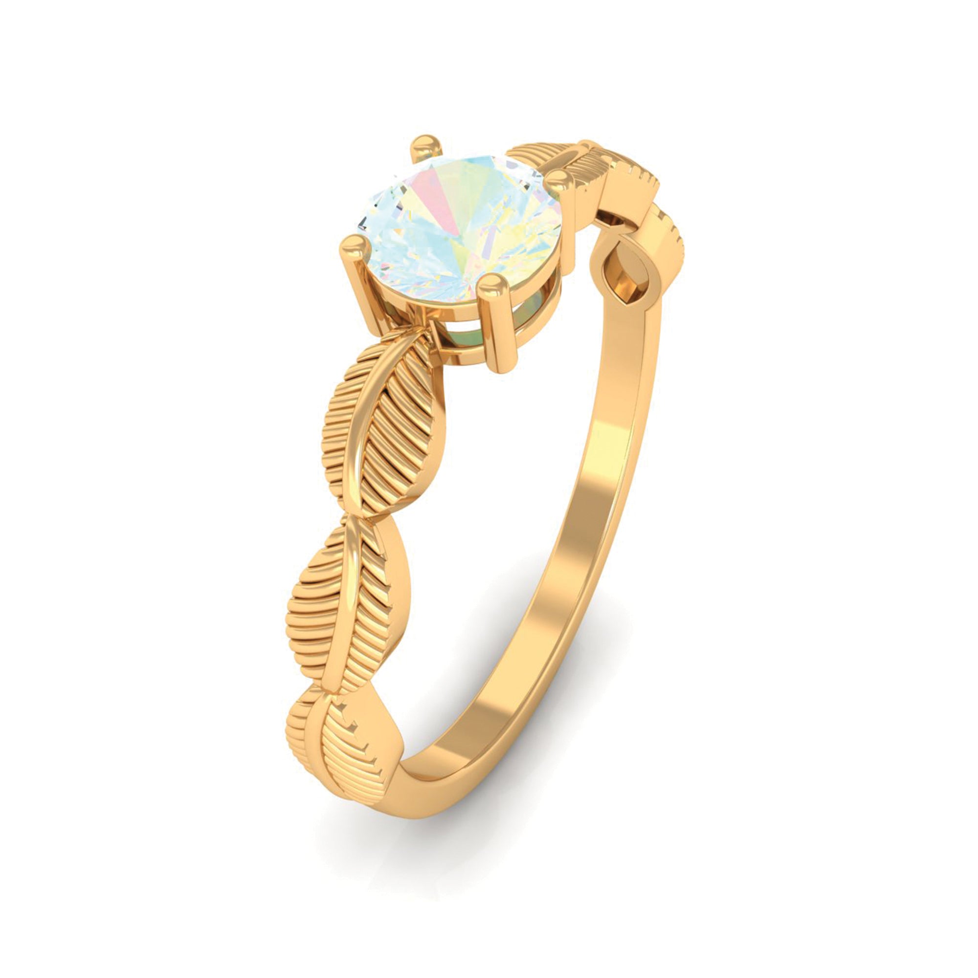 Nature Inspired Ethiopian Opal Solitaire Ring Ethiopian Opal - ( AAA ) - Quality - Rosec Jewels