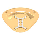 Cubic Zirconia Gemini Zodiac Signet Ring Zircon - ( AAAA ) - Quality - Rosec Jewels