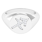 Zircon Sagittarius Zodiac Signet Unisex Ring Zircon - ( AAAA ) - Quality - Rosec Jewels