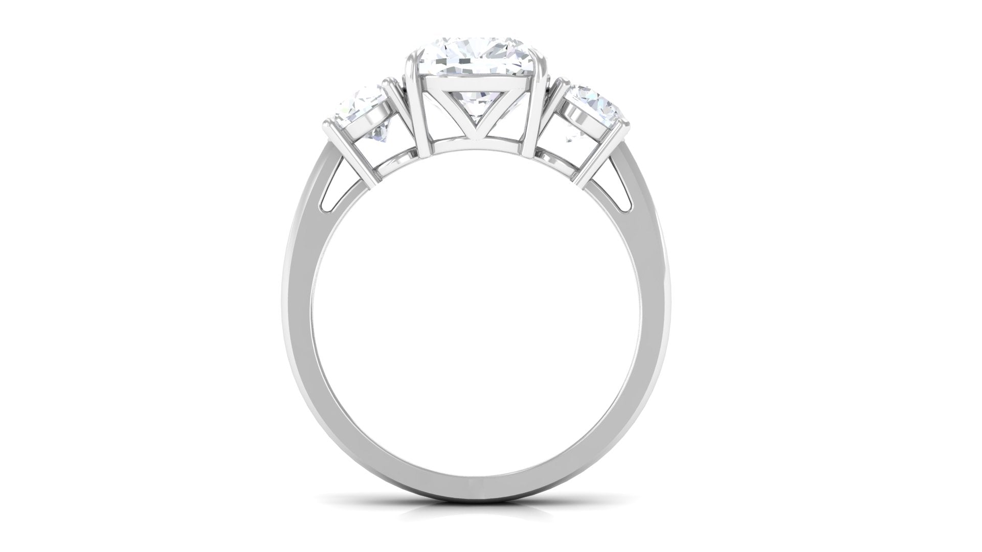 Meghan Markle Inspired Three Stone Moissanite Engagement Ring Moissanite - ( D-VS1 ) - Color and Clarity - Rosec Jewels