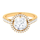 Certified Moissanite Halo Engagement Ring with Side Stones Moissanite - ( D-VS1 ) - Color and Clarity - Rosec Jewels