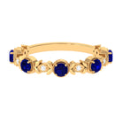 1 CT Floral Inspired Blue Sapphire and Diamond Half Eternity Ring Blue Sapphire - ( AAA ) - Quality - Rosec Jewels