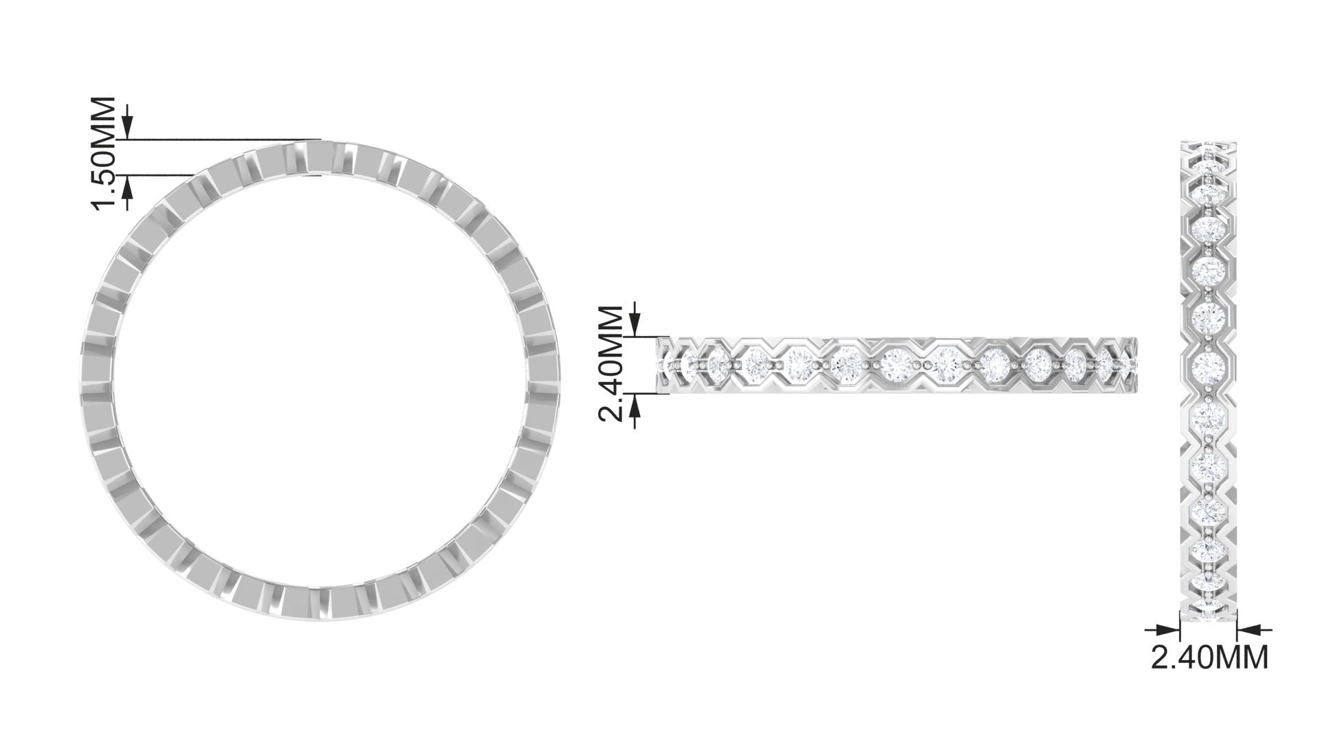 Full Eternity Band Ring with Natural Diamond Diamond - ( HI-SI ) - Color and Clarity - Rosec Jewels