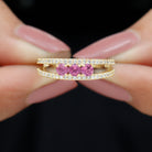 Pink Tourmaline and Diamond Split Shank Anniversary Ring Pink Tourmaline - ( AAA ) - Quality - Rosec Jewels