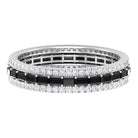 Lab Grown Black Diamond and Moissanite Three Row Wedding Band Lab Created Black Diamond - ( AAAA ) - Quality - Rosec Jewels