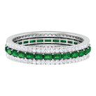 Baguette Cut Lab Grown Emerald and Moissanite Wedding Band Lab Created Emerald - ( AAAA ) - Quality - Rosec Jewels