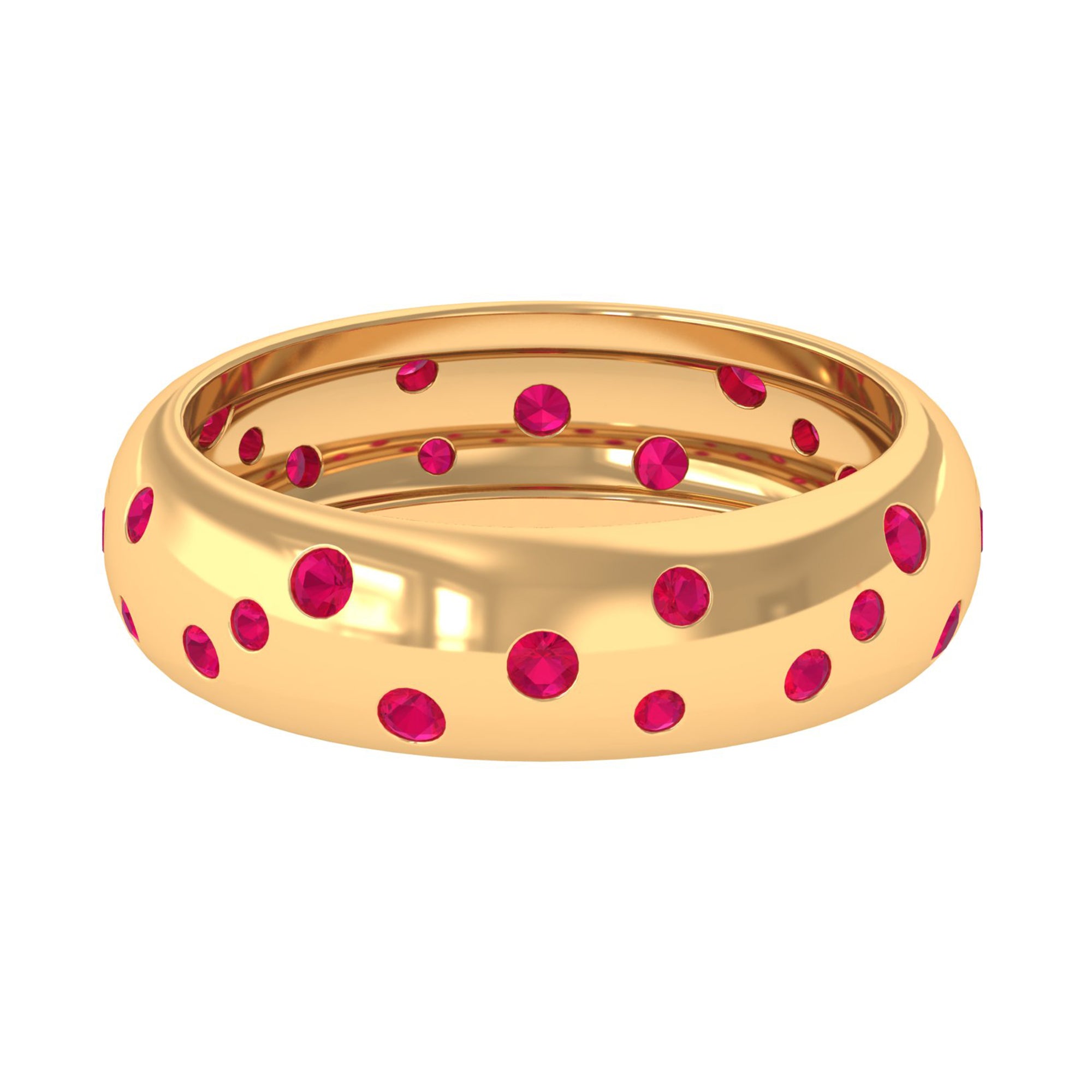 1 CT Scattered Ruby Gold Band Ring Ruby - ( AAA ) - Quality - Rosec Jewels