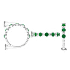 3/4 CT Created Emerald Stackable Ring with Beaded Details Lab Created Emerald - ( AAAA ) - Quality - Rosec Jewels