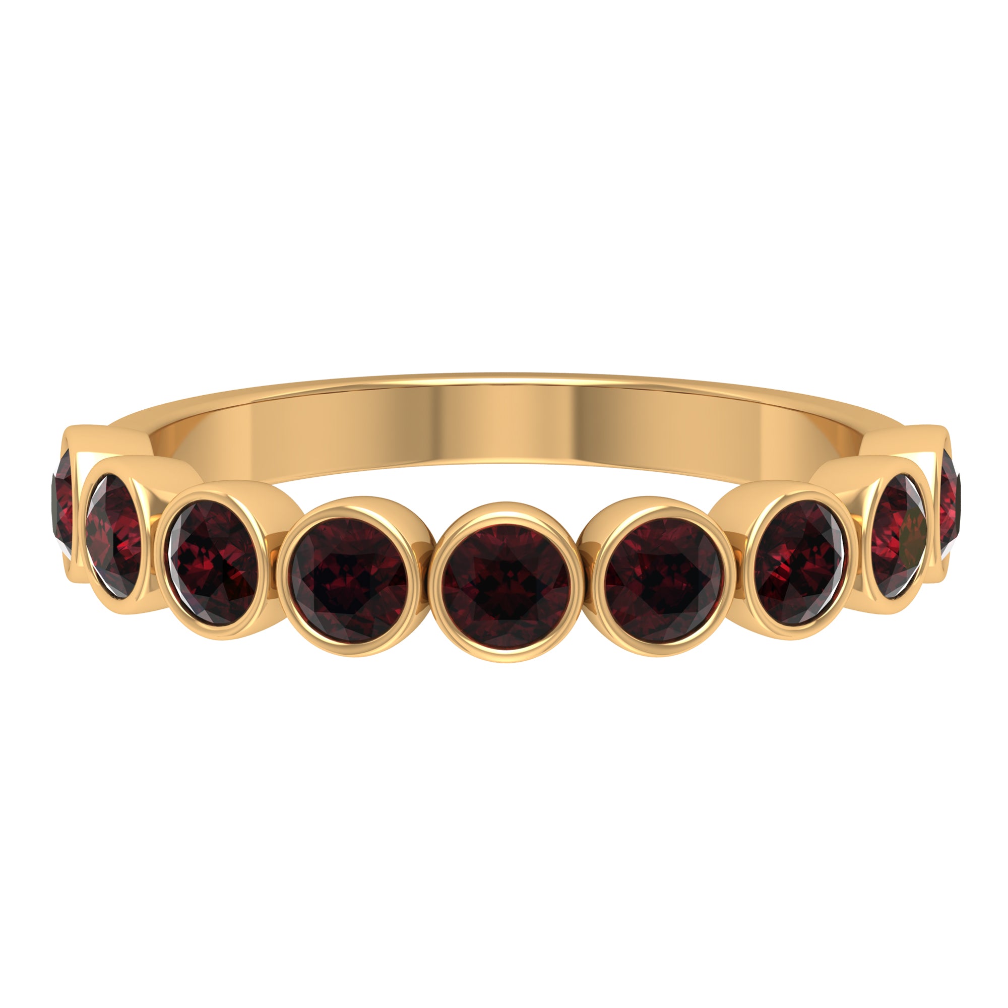 1.25 CT Bezel Set Eternity Band with Garnet Garnet - ( AAA ) - Quality - Rosec Jewels