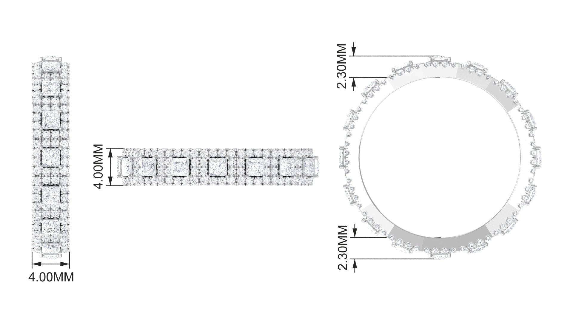 1.75 CT Certified Moissanite Designer Eternity Ring Moissanite - ( D-VS1 ) - Color and Clarity - Rosec Jewels