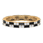 Lab Grown Black Diamond and Diamond Eternity Band Ring Lab Created Black Diamond - ( AAAA ) - Quality - Rosec Jewels