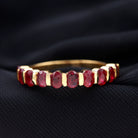 Oval Cut Created Ruby Half Eternity Ring in Bar Setting Lab Created Ruby - ( AAAA ) - Quality - Rosec Jewels