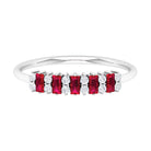 1.75 CT Created Ruby and Diamond Minimal Cluster Ring Lab Created Ruby - ( AAAA ) - Quality - Rosec Jewels