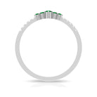 Prong Set Emerald and Shiny Diamond Stackable Ring Emerald - ( AAA ) - Quality - Rosec Jewels