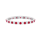 Ruby and Moissanite Full Eternity Stackable Ring Ruby - ( AAA ) - Quality - Rosec Jewels