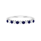 Round Shape Blue Sapphire and Moissanite Stackable Ring Blue Sapphire - ( AAA ) - Quality - Rosec Jewels