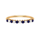 Round Shape Blue Sapphire and Moissanite Stackable Ring Blue Sapphire - ( AAA ) - Quality - Rosec Jewels