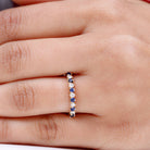 Round Shape Blue Sapphire and Moissanite Stackable Ring Blue Sapphire - ( AAA ) - Quality - Rosec Jewels