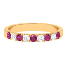 Pink Tourmaline and Diamond Nine Stone Band Ring Pink Tourmaline - ( AAA ) - Quality - Rosec Jewels