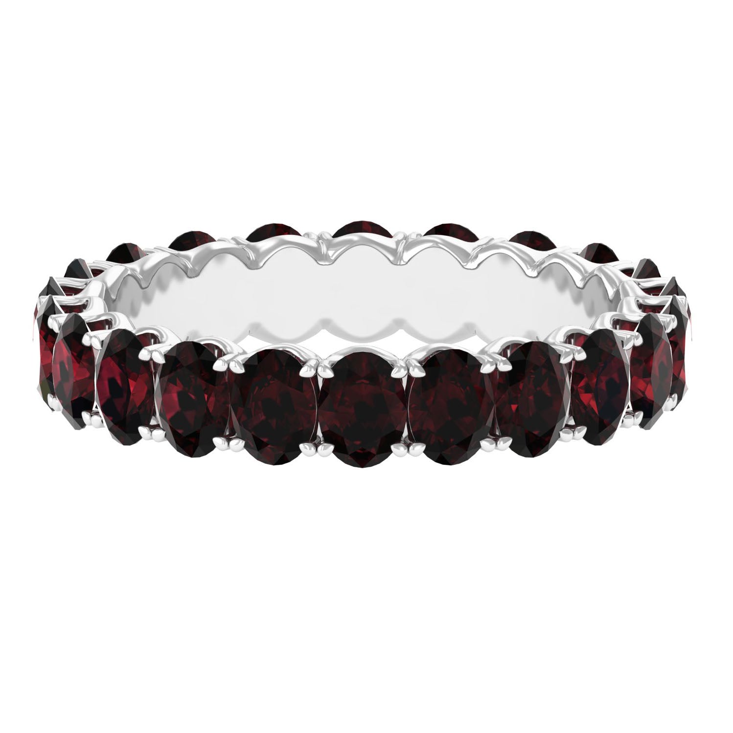 Oval Shape Garnet Full Eternity Ring Garnet - ( AAA ) - Quality - Rosec Jewels