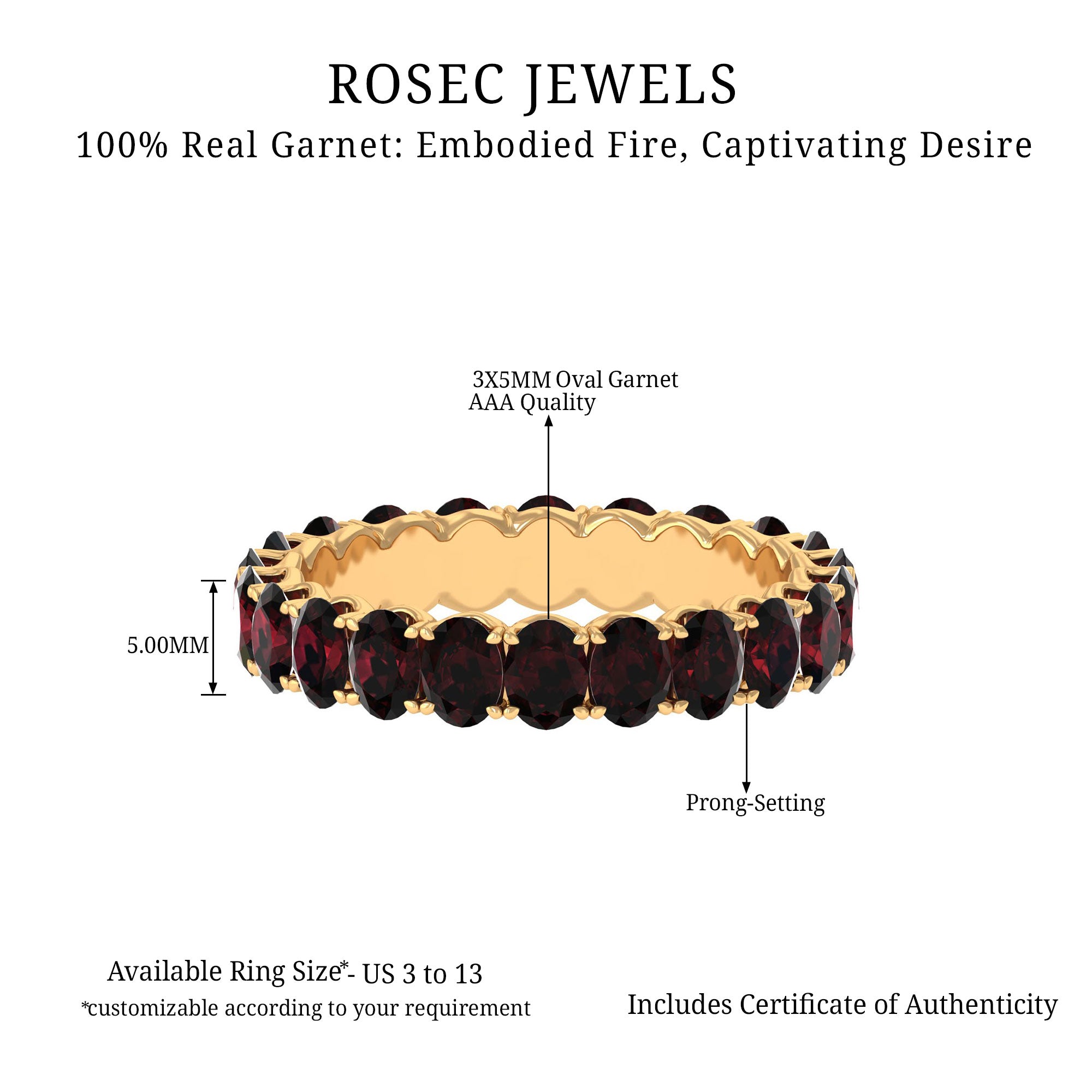 Oval Shape Garnet Full Eternity Ring Garnet - ( AAA ) - Quality - Rosec Jewels