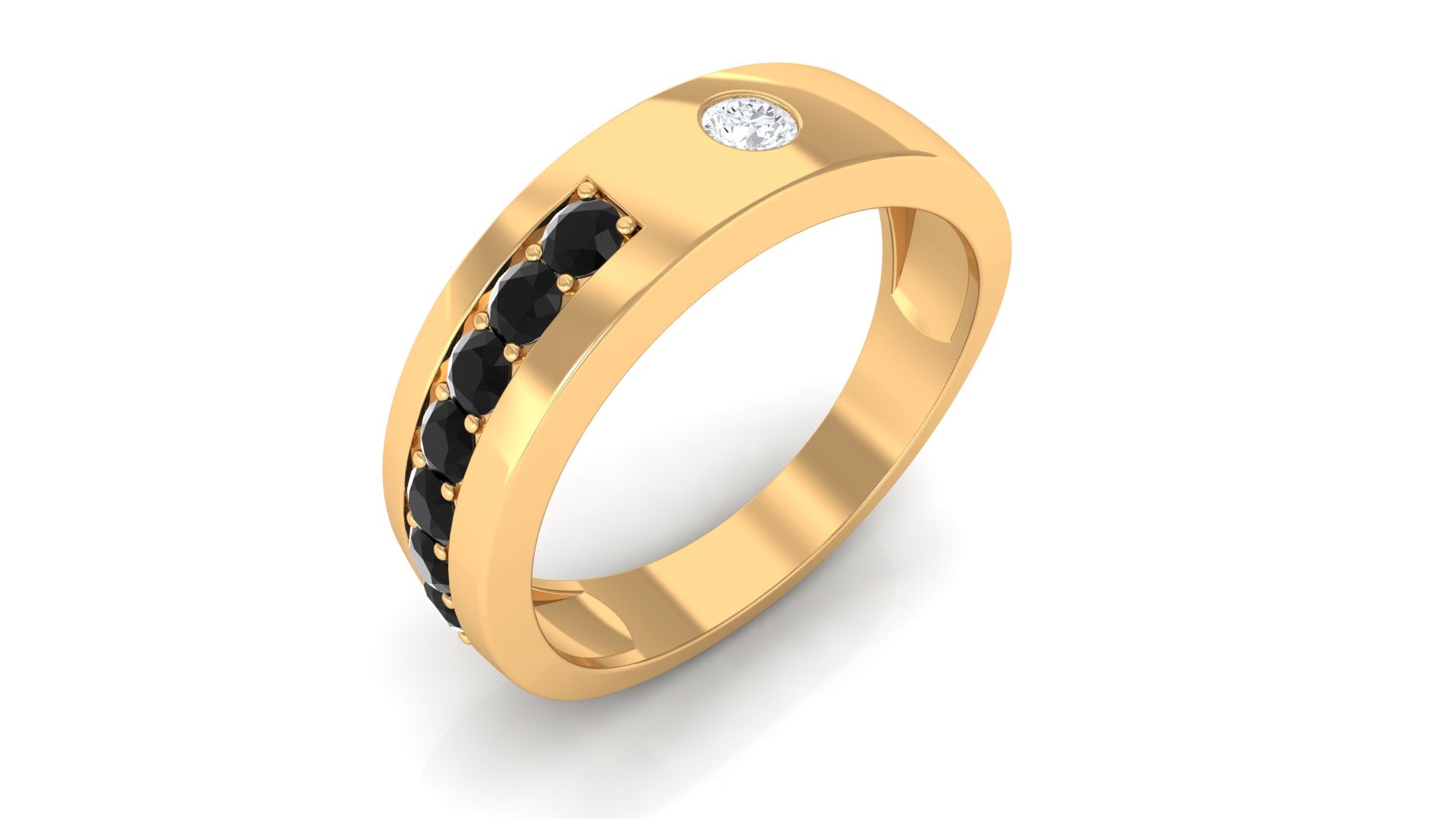 Moissanite and Lab Grown Black Diamond Wedding Band Lab Created Black Diamond - ( AAAA ) - Quality - Rosec Jewels