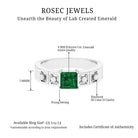 Princess Cut Lab Grown Emerald and Diamond Wedding Band Ring Lab Created Emerald - ( AAAA ) - Quality - Rosec Jewels