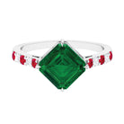 Created Emerald Solitaire Engagement Ring with Moissanite Lab Created Emerald - ( AAAA ) - Quality - Rosec Jewels