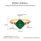 Created Emerald Solitaire Engagement Ring with Moissanite Lab Created Emerald - ( AAAA ) - Quality - Rosec Jewels