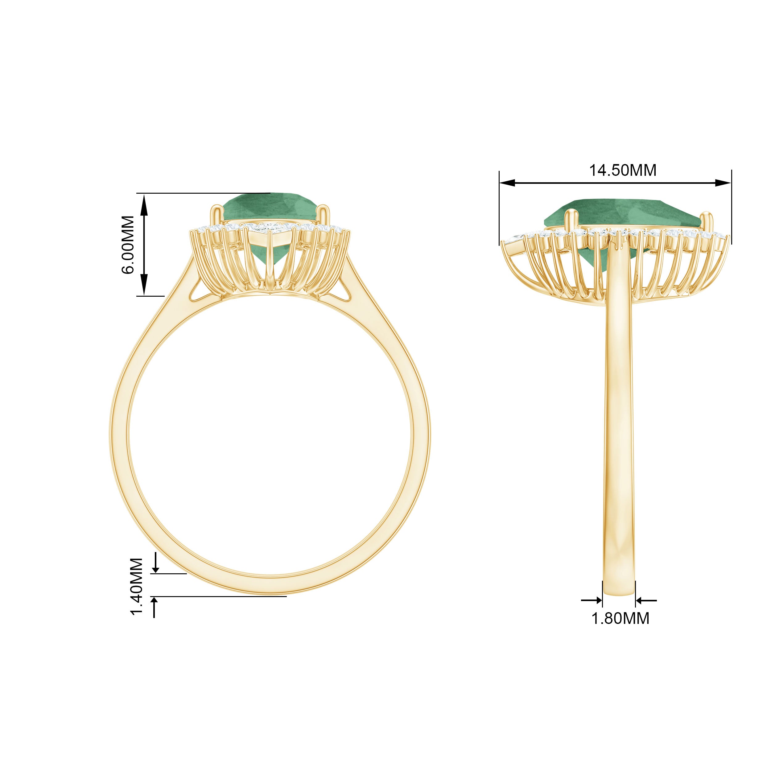 Cocktail Engagement Ring with Created Green Sapphire and Diamond Halo Lab Created Green Sapphire - ( AAAA ) - Quality - Rosec Jewels