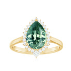 Cocktail Engagement Ring with Created Green Sapphire and Diamond Halo Lab Created Green Sapphire - ( AAAA ) - Quality - Rosec Jewels