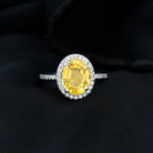 Oval Cut Created Yellow Sapphire and Diamond Classic Halo Ring Lab Created Yellow Sapphire - ( AAAA ) - Quality - Rosec Jewels