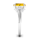 Created Yellow Sapphire Oval Engagement Ring with Diamond Accent Lab Created Yellow Sapphire - ( AAAA ) - Quality - Rosec Jewels