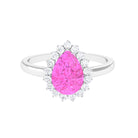 Pear Created Pink Sapphire and Diamond Halo Engagement Ring Lab Created Pink Sapphire - ( AAAA ) - Quality - Rosec Jewels