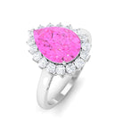 Pear Created Pink Sapphire and Diamond Halo Engagement Ring Lab Created Pink Sapphire - ( AAAA ) - Quality - Rosec Jewels