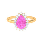 Pear Created Pink Sapphire and Diamond Halo Engagement Ring Lab Created Pink Sapphire - ( AAAA ) - Quality - Rosec Jewels