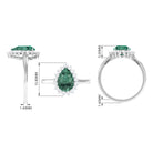 Created Green Sapphire and Moissanite Halo Teardrop Ring Lab Created Green Sapphire - ( AAAA ) - Quality - Rosec Jewels