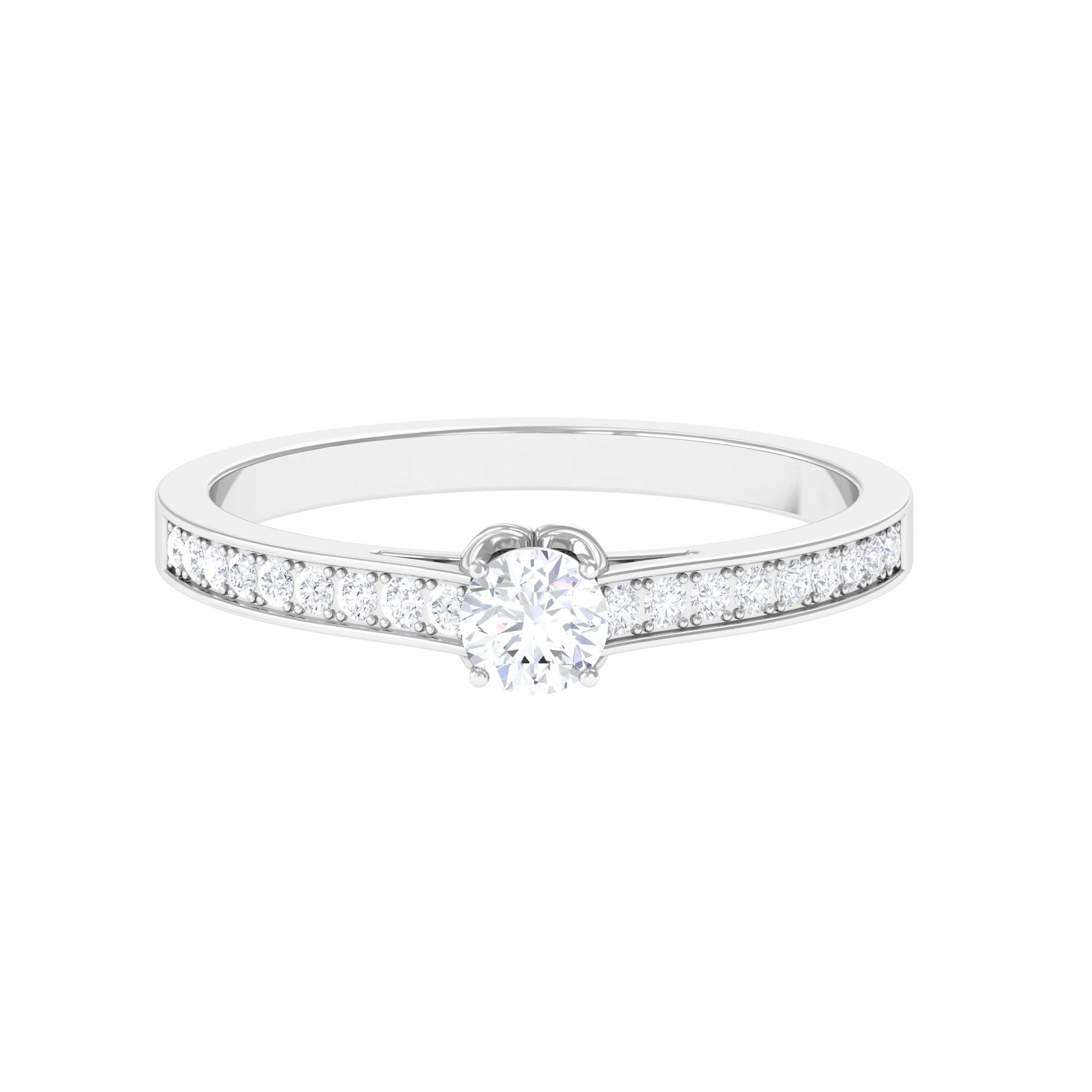 Minimal Round Diamond Promise Ring Diamond - ( HI-SI ) - Color and Clarity - Rosec Jewels