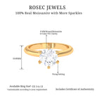 Round Moissanite Solitaire Ring in 6 Prong Setting Moissanite - ( D-VS1 ) - Color and Clarity - Rosec Jewels