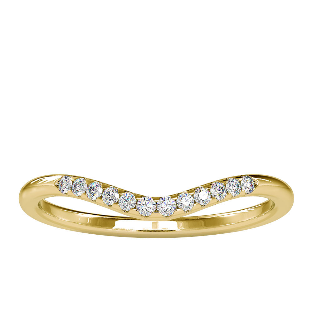 Curved Gold Stackable Ring with Prong Set Moissanite Moissanite - ( D-VS1 ) - Color and Clarity - Rosec Jewels