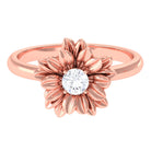 Round Shape Real Diamond Flower Engagement Ring Diamond - ( HI-SI ) - Color and Clarity - Rosec Jewels