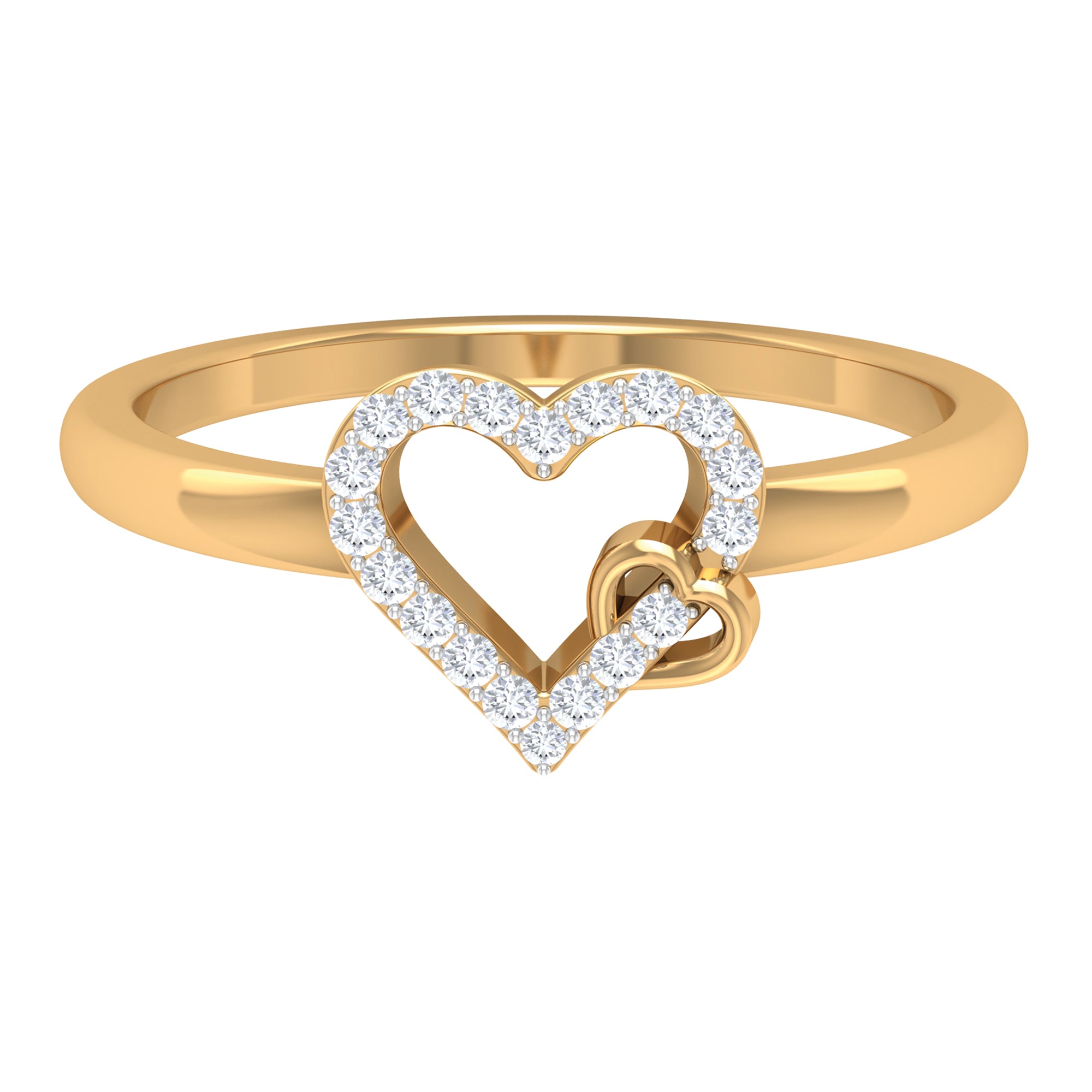 Certified Diamond Open Heart Promise Ring Diamond - ( HI-SI ) - Color and Clarity - Rosec Jewels