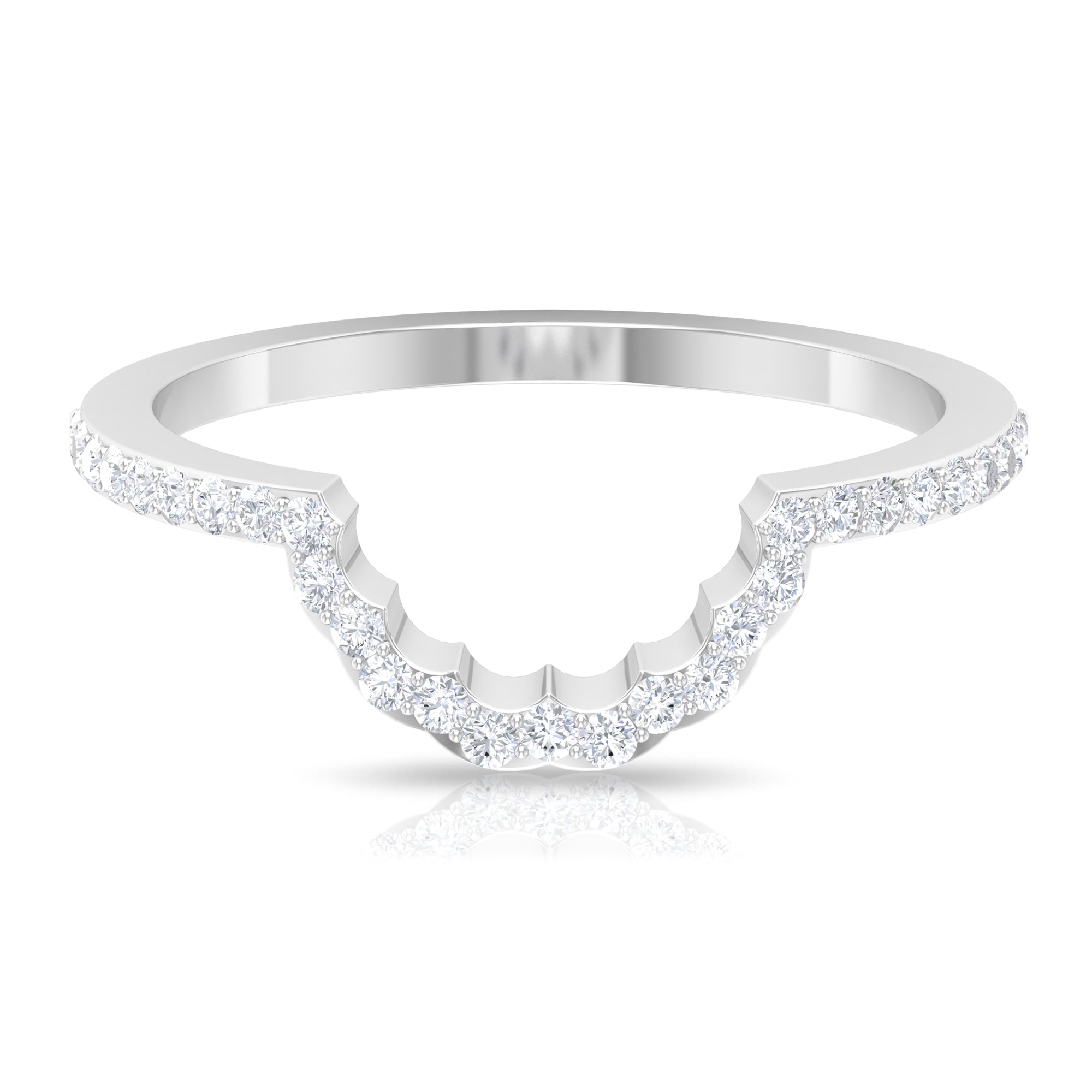 Certified Moissanite Curved Enhancer Ring Moissanite - ( D-VS1 ) - Color and Clarity - Rosec Jewels