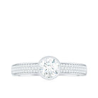 Bezel Set Round Moissanite Solitaire Engagement Ring Moissanite - ( D-VS1 ) - Color and Clarity - Rosec Jewels