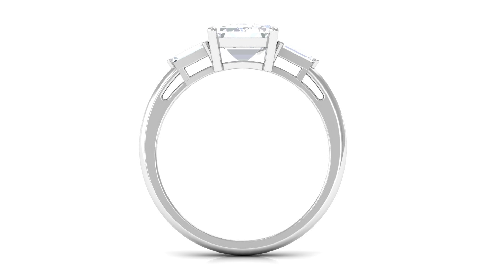 Certified Moissanite Emerald Cut Solitaire Engagement Ring Moissanite - ( D-VS1 ) - Color and Clarity - Rosec Jewels