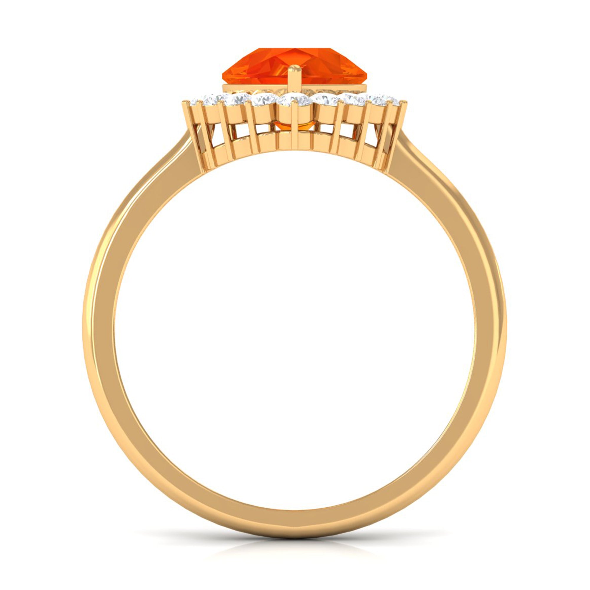 Pear Cut Created Orange Sapphire and Diamond Halo Engagement Ring Lab Created Orange Sapphire - ( AAAA ) - Quality - Rosec Jewels