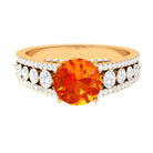 Lab Created Orange Sapphire and Moissanite Engagement Ring Lab Created Orange Sapphire - ( AAAA ) - Quality - Rosec Jewels