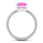 Created Pink Sapphire Solitaire Engagement Ring Lab Created Pink Sapphire - ( AAAA ) - Quality - Rosec Jewels