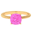 Created Pink Sapphire Solitaire Engagement Ring Lab Created Pink Sapphire - ( AAAA ) - Quality - Rosec Jewels