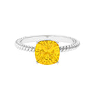 Created Yellow Sapphire Solitaire Engagement Ring Lab Created Yellow Sapphire - ( AAAA ) - Quality - Rosec Jewels